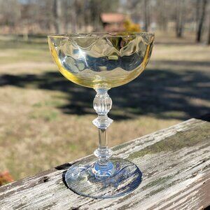 FOSTORIA 6008 Topaz Yellow Dimple Optic 4 3/8" Liquor Cocktail Stem Glass